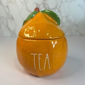 Rae‎ Dunn Orange Tea Canister Artisan Collection by Magenta 6.5" Ceramic Storage